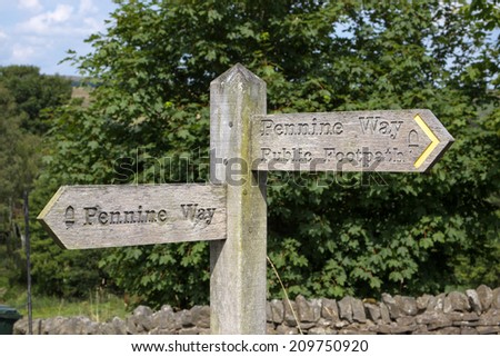 wooden signpost for Pennine Way