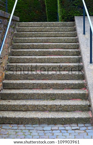 Steps on a footpath   in small city Saarburg, Rheinland-Pfalz, Germany, summer