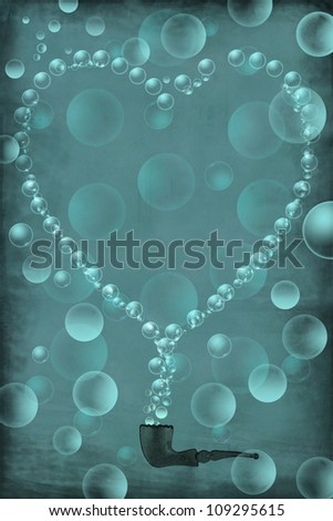 Heart made of bubbles, dreamlike illustration
