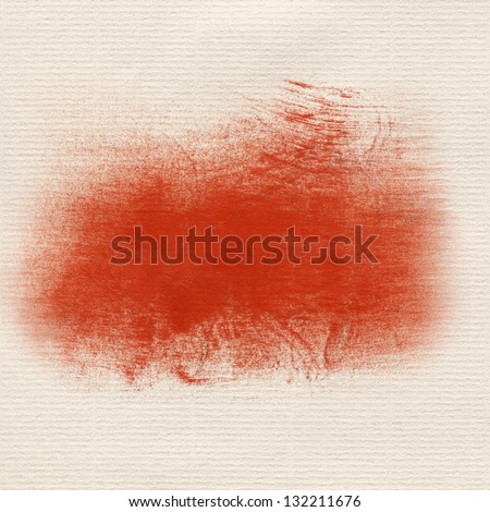 Abstract hand painted red brush strokes, drawing paper texture; empty space for your text