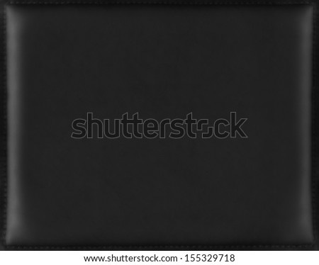 Luxurious shiny black leather background from natural soft and smooth leather with stitched frame. Framework design for your content.