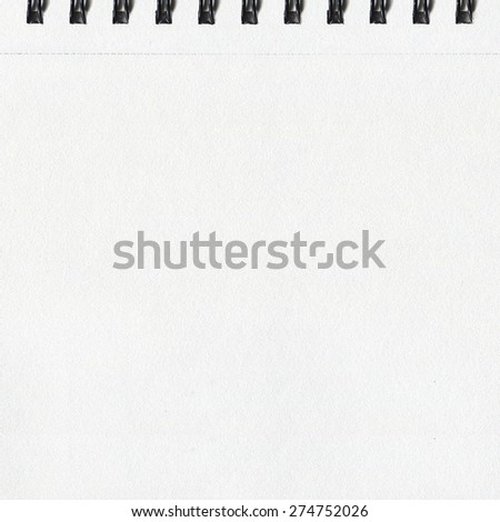 Blank artistic drawing paper texture, page from spiral notebook, framework for your content