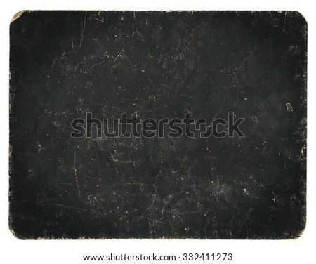 Vintage banner, blackboard or background isolated on white with clipping path, rich grunge texture, antique paper mounted onto cardboard.