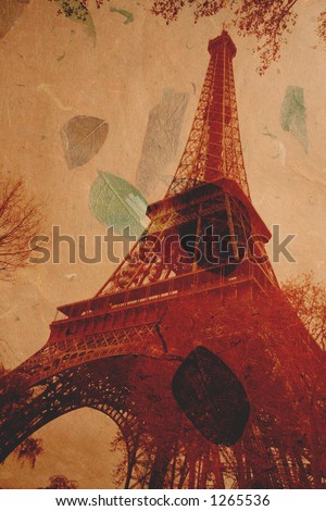 The Eiffel tower on a grungy background