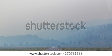 The View of wildfire smoke , Sierra Nevada