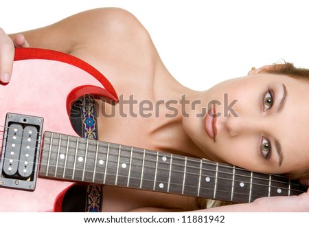 stock photo Sexy Guitar Woman