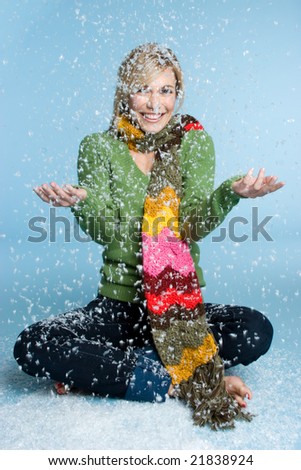 Girl Playing in Snow