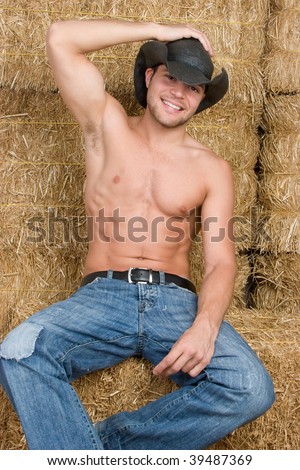 Sexy Cowboy in Hay