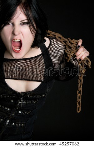 Yelling Woman With Chains