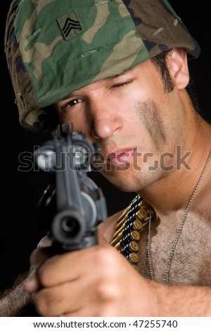 stock photo : Army Man Pointing Gun