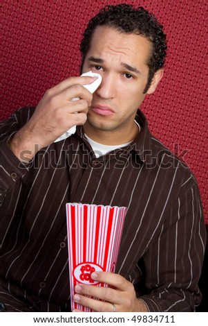 Crying Man Watching Movie