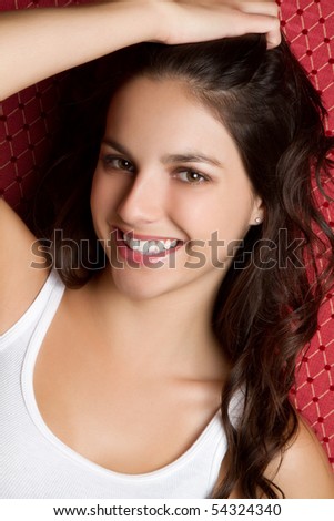 stock photo Beautiful smiling teen girl Save to a lightbox