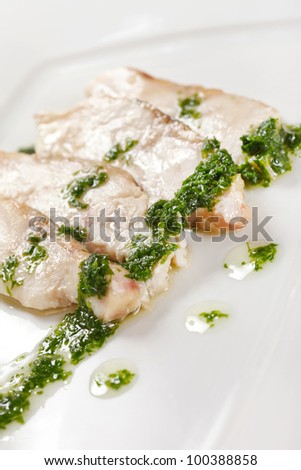 sturgeon with spinach sauce