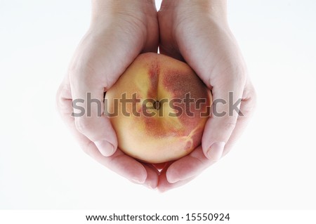 peach on palms