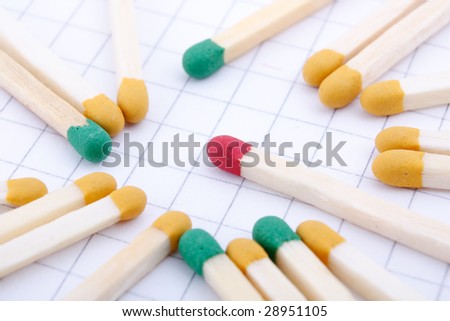 group of colored matches sticks