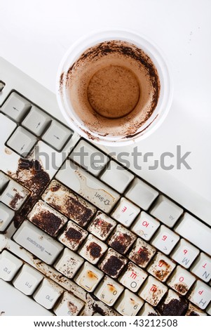 coffee spilling on keyboard