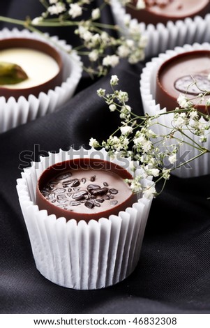 chocolate candies with flowers
