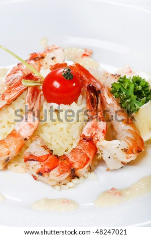 king tiger prawn shrimp with rice