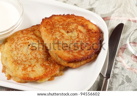 potato pancakes with the sour cream