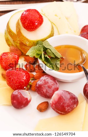 cheese and fruits for appetizer