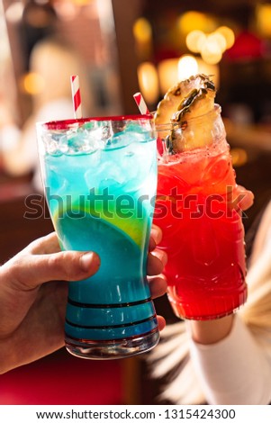 fruit mocktail in the bar, non-alcoholic party