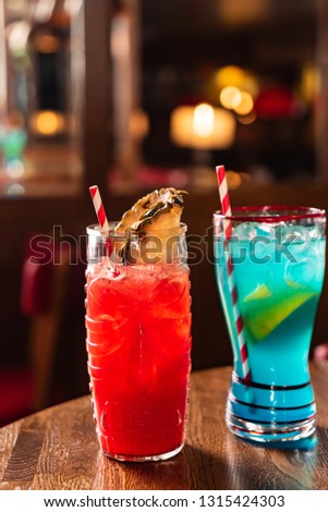 fruit mocktail in the bar, non-alcoholic party