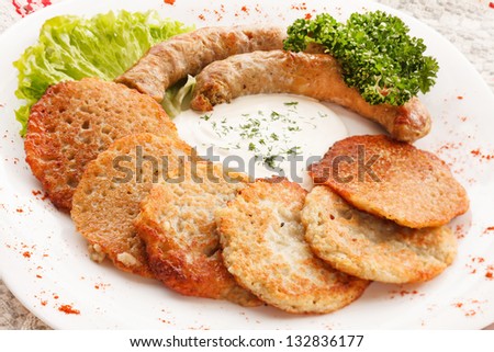 potato pancakes with sausage