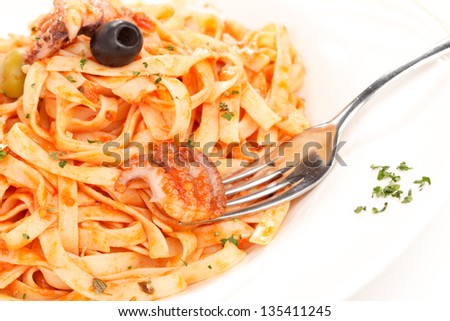 fresh pasta with seafood