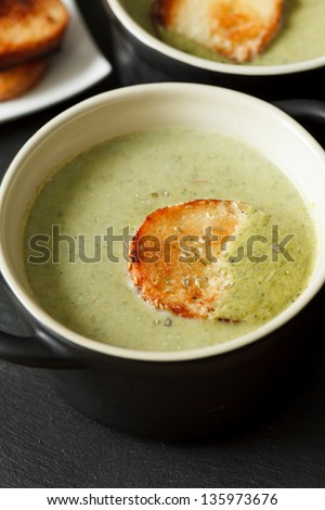Bowl of cream of broccoli soup