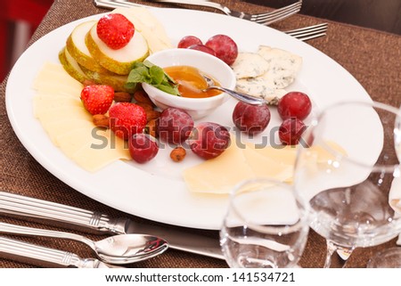 cheese and fruits for appetizer
