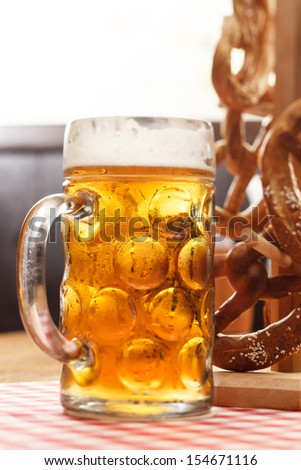 german pretzel bread with beer