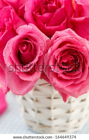 pink roses in the basket
