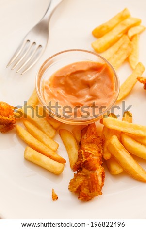 french fries with cutlet for kids menu