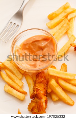 french fries with cutlet for kids menu