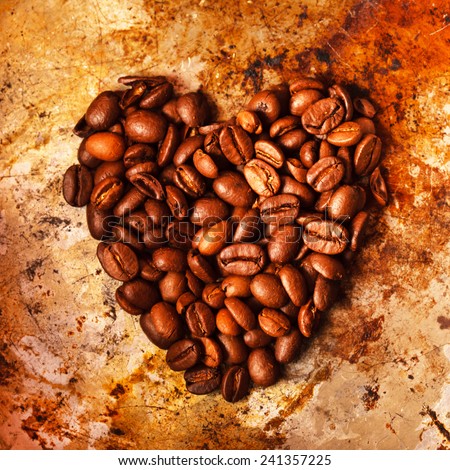 heart coffee made from coffee beans