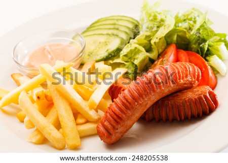 sausage with french fries
