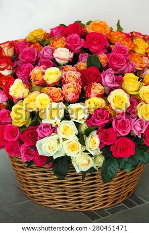 nice roses in the basket