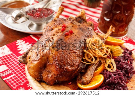 roasted duck on Christmas table