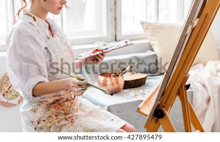 painter in her studio