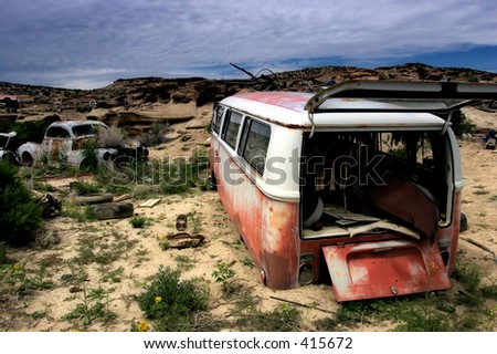 stock photo abandoned cars in the middle of nowhere wyoming