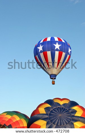 hot hair balloons in stars and stripes design representing the united states flag