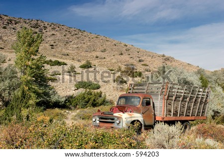 abandoned farm truck in rural wyoming