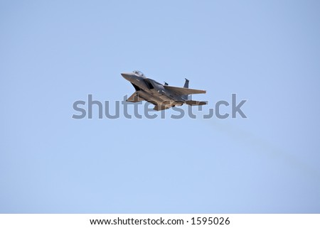 F15 strike eagle against blue sky, plenty of copyspace or room for crop