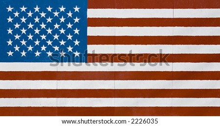 american flag - large flag in grunge look as painted on a wall