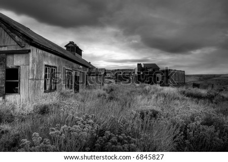 abandoned coal mine, high dynamic range image converted to b&w