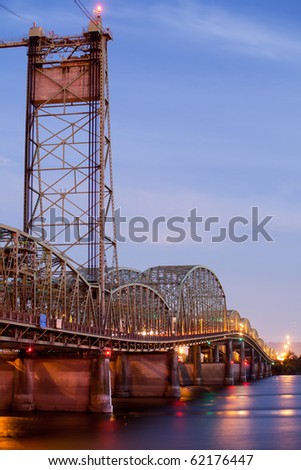 old bridge over Columbia River in Oregon - interstate bridge scheduled for likely demolition to enable more modern and higher capacity design