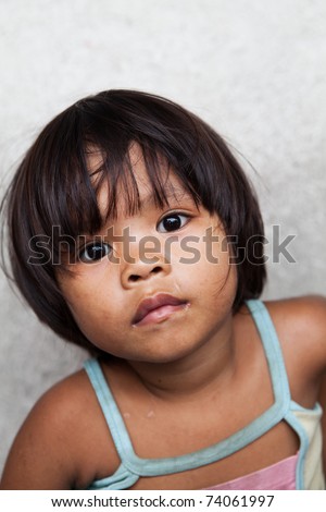 stock photo Asian child living in poverty young Filipino girl against 
