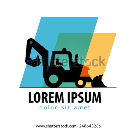 construction tractor vector logo design template. bulldozer or truck icon.