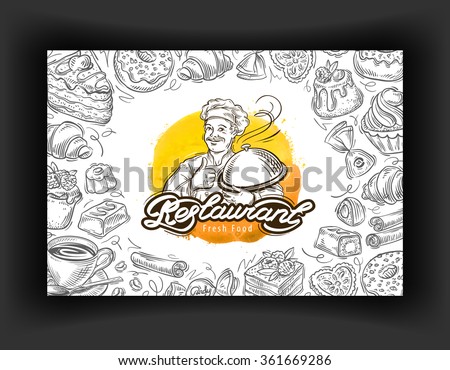 Cafe, restaurant vector logo design template. Menu or food, dessert icons