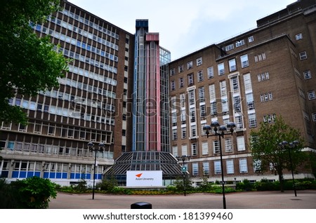 BIRMINGHAM, UK - 21 July 2013 : Aston University is a research-led campus university situated at Gosta Green, in the city centre of Birmingham, West Midland, England.